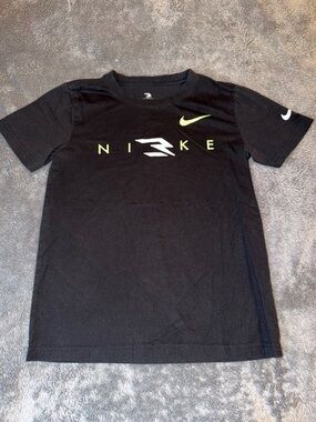 Nike 3Brand Black Tee with Neon Yellow Swoosh and White Logo
